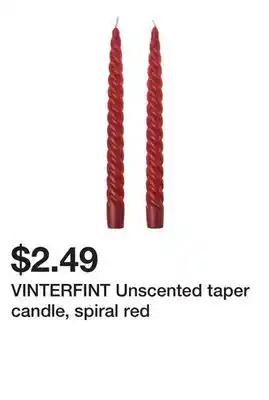 Ikea VINTERFINT Unscented taper candle, spiral red offer