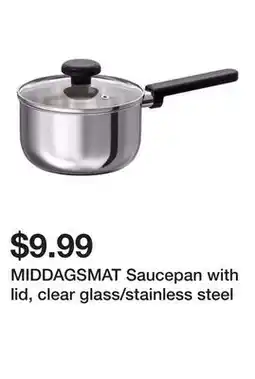 Ikea MIDDAGSMAT Saucepan with lid, clear glass/stainless steel offer