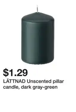 Ikea LÄTTNAD Unscented pillar candle, dark gray-green offer
