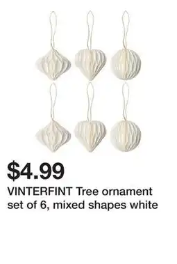 Ikea VINTERFINT Tree ornament set of 6, mixed shapes white offer