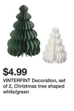Ikea VINTERFINT Decoration, set of 2, Christmas tree shaped white/green offer