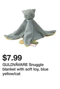 Ikea GULDVÄVARE Snuggle blanket with soft toy, blue yellow/cat offer