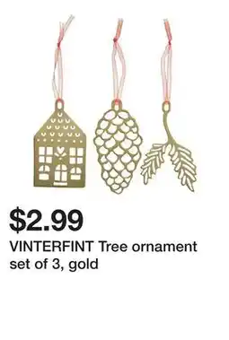 Ikea VINTERFINT Tree ornament set of 3, gold offer