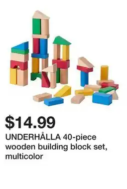 Ikea UNDERHÅLLA 40-piece wooden building block set, multicolor offer