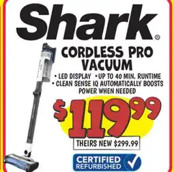 Ollie's SHARK CORDLESS PRO VACUUM offer