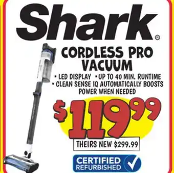 Ollie's SHARK CORDLESS PRO VACUUM offer