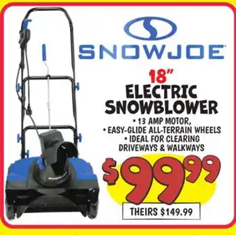 Ollie's SNOW JOE 18 ELECTRIC SNOWBLOWER offer