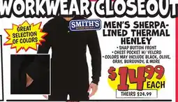 Ollie's SMITH'S WORKWEAR MEN'S SHERPA-LINED THERMAL HENLEY offer