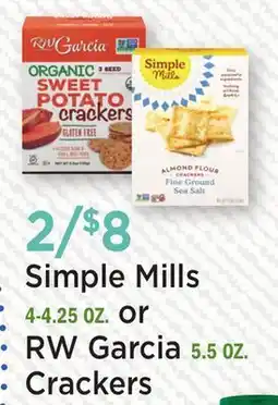 Heinen's Simple Mills 4-4.25 OZ. or RW Garcia 5.5 OZ. Crackers offer