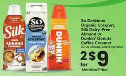 Albertsons So Delicious Organic Coconut, Silk Dairy-Free Almond or Dunkin' Donuts Coffee Creamer offer