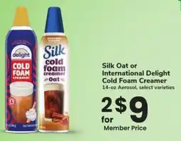 Albertsons Silk Oat or International Delight Cold Foam Creamer offer
