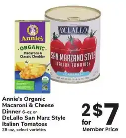 Albertsons Annie's Organic Macaroni & Cheese Dinner offer