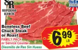 Superior Grocers Boneless Beef Chuck Steak offer