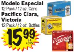 Superior Grocers Modelo Especial 12 Pack / 12 oz. Cans, Pacifico Clara, Victoria 12 Pack / 12 oz. Bottles offer