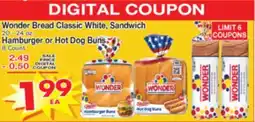 Superior Grocers Wonder Bread Classic White, Sandwich 20 - 24 oz. Hamburger or Hot Dog Buns 8 Count offer