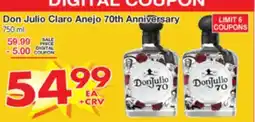 Superior Grocers Don Julio Claro Anejo 70th Anniversary offer