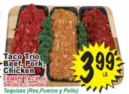 Superior Grocers Taco Trio Beef, Pork, Chicken offer