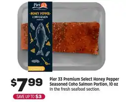 Grocery Outlet Pier 33 Premium Select Honey Pepper Seasoned Coho Salmon Portion, 10 oz offer
