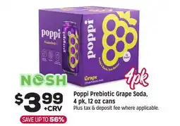 Grocery Outlet Poppi Prebiotic Grape Soda, 4 pk, 12 oz cans offer