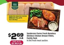 Grocery Outlet Sanderson Farms Fresh Boneless Skinless Chicken Breast Fillets, Family Pack offer