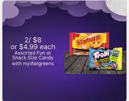 Walgreens Assorted Fun or Snack Size Candy offer