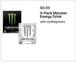 Walgreens 4-Pack Monster Energy Drink offer