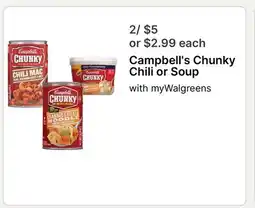 Walgreens Campbell's Chunky Chili or Soup offer