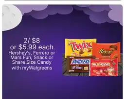 Walgreens Hershey's, Ferrero or Mars Fun, Snack or Share Size Candy offer