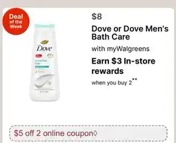 Walgreens Dove or Dove Men's Bath Care offer