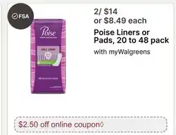 Walgreens Poise Liners offer