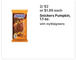Walgreens Snickers Pumpkin, 1.1 oz offer