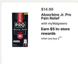 Walgreens Absorbine Jr. Pro Pain Relief offer