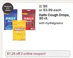 Walgreens Halls Cough Drops, 30 ct offer