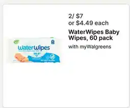 Walgreens WaterWipes Baby Wipes, 60 pack offer