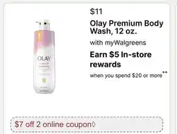 Walgreens Olay Premium Body Wash, 12 oz offer