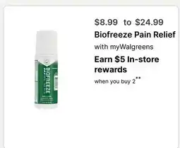 Walgreens Biofreeze Pain Relief offer