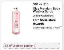 Walgreens Olay Premium Body Wash or Scrub offer