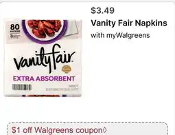 Walgreens Vanity Fair Napkins offer