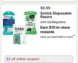 Walgreens Schick Disposable Razors offer