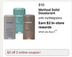 Walgreens Method Solid Deodorant offer