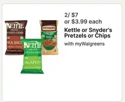 Walgreens Kettle or Snyder's Pretzels or Chips offer