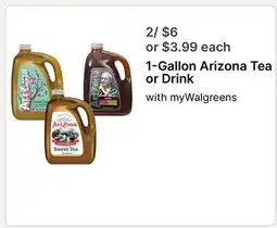 Walgreens 1-Gallon Arizona Tea or Drink offer