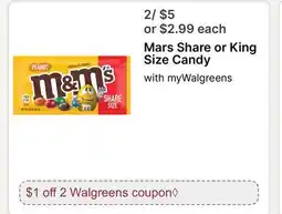 Walgreens Mars Share or King Size Candy offer