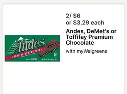 Walgreens Andes, DeMet's or Toffifay Premium Chocolate offer