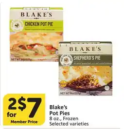 Vons Blake's Pot Pies offer
