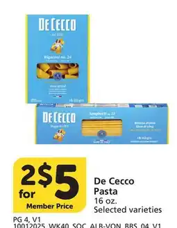 Vons De Cecco Pasta offer