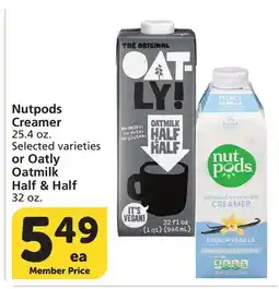 Vons Nutpods Creamer 25.4 oz. Selected varieties or Oatly Oatmilk Half & Half 32 oz offer