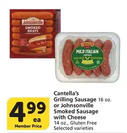 Vons Cantella's Grilling Sausage 16 oz. or Johnsonville Smoked Sausage with Cheese 14 oz offer