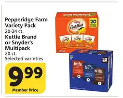 Vons Pepperidge Farm Variety Pack 20-24 ct. Kettle Brand or Snyder's Multipack 20 ct offer