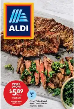 Aldi Fresh Thin-Sliced Beef Chuck Steak offer